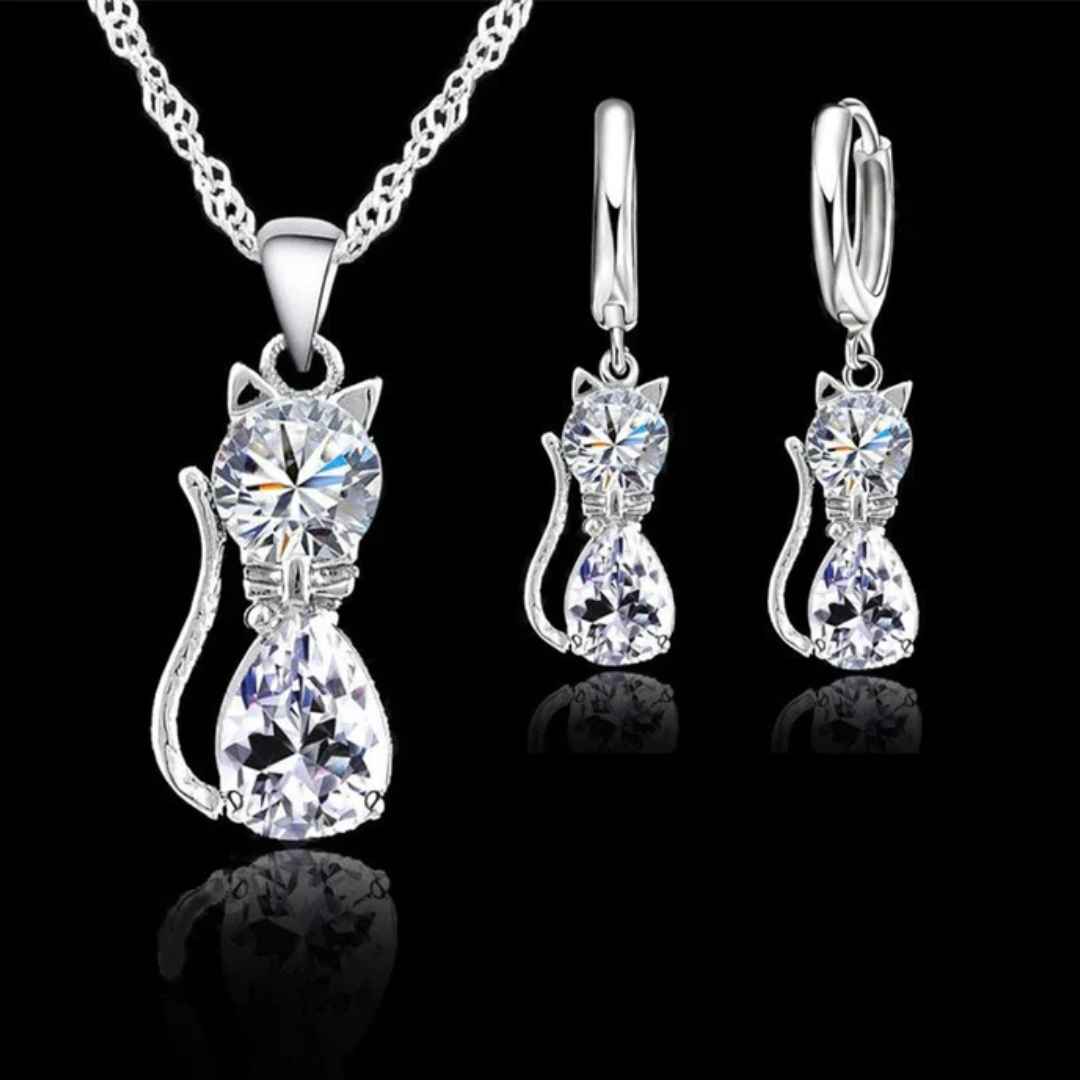 GlamourKat® Crystal Necklace and Earrings Jewelry Set